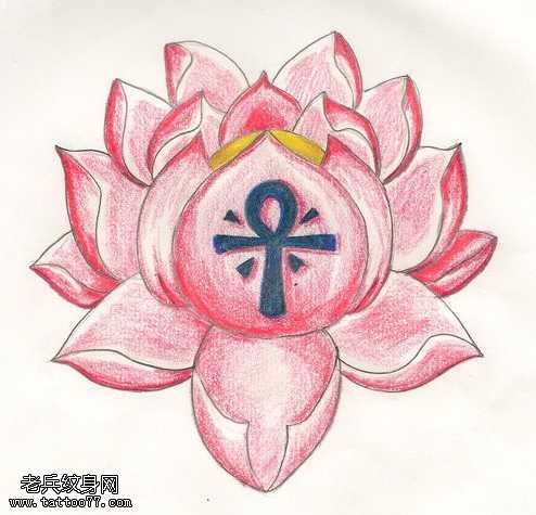 手稿漂亮唯美的莲花纹身图案