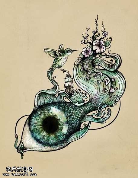 手稿漂亮唯美的眼睛纹身图案