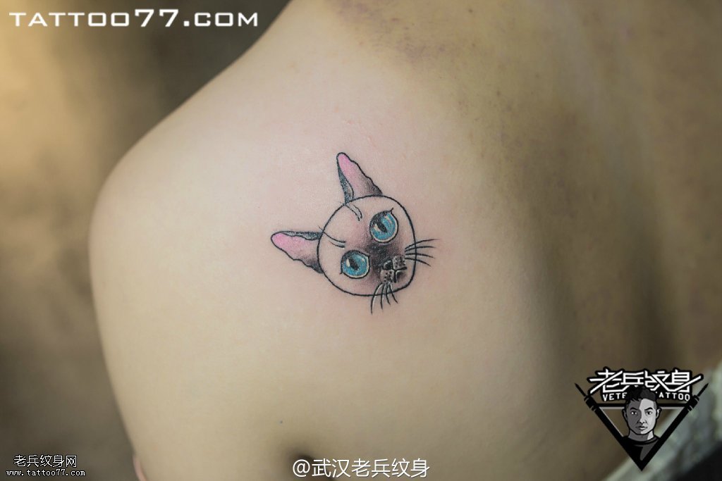 肩背猫咪纹身图案作品