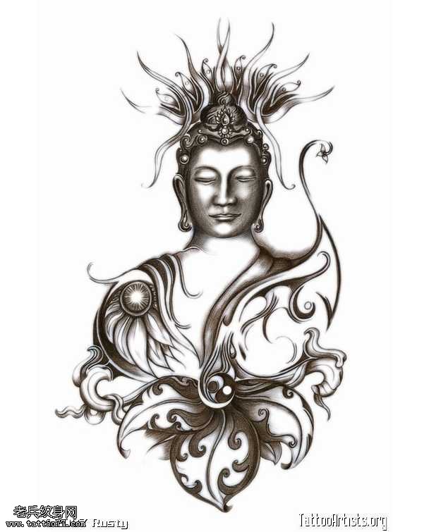 手稿佛祖纹身图案