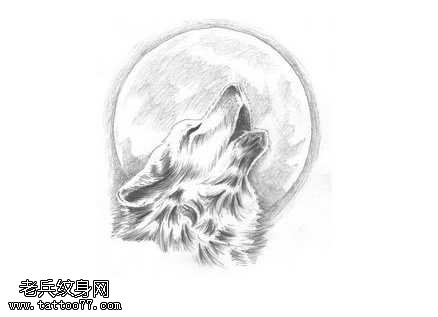 手稿狼吼纹身图案