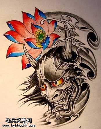 手稿般若莲花纹身图案