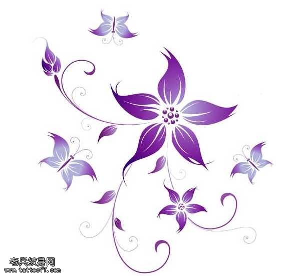 手稿漂亮的花朵纹身图案