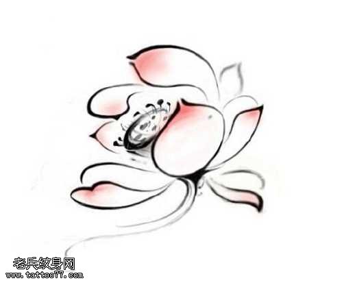 手稿粉莲花纹身图案