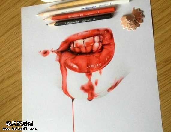 手稿亲吻纹身图案