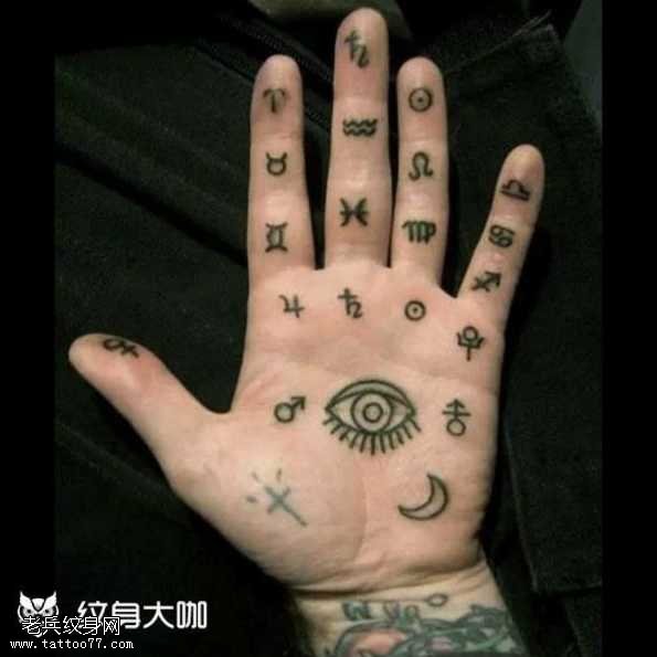 手部条线纹身图案