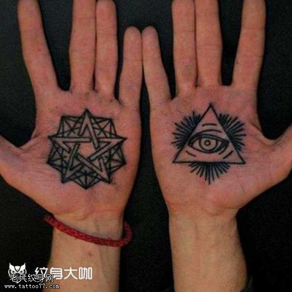 手部全眼纹身图案