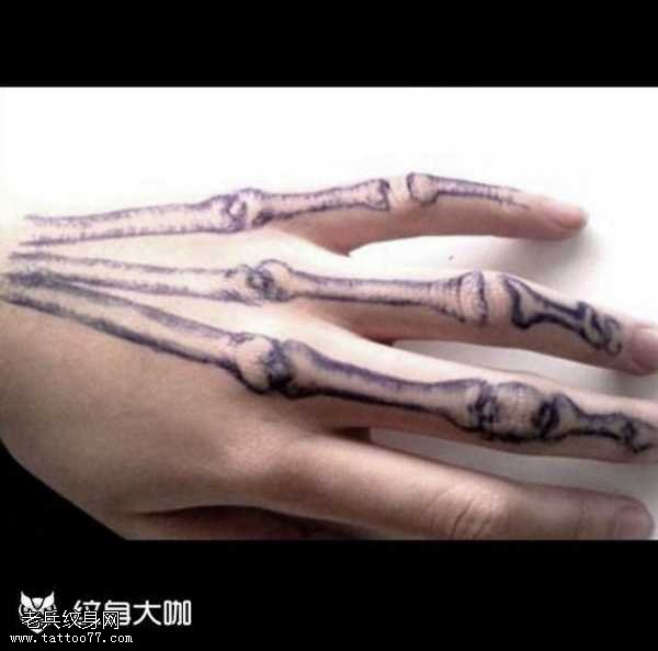 手部骨骼纹身图案