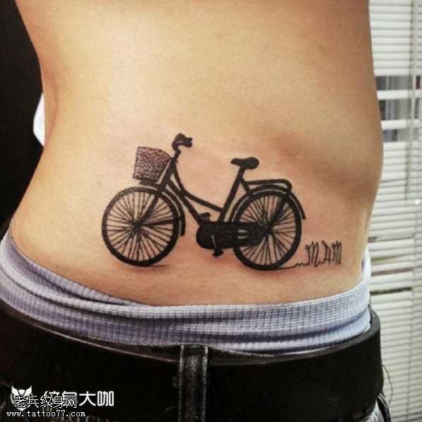 腰部自行车纹身图案