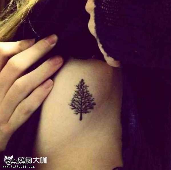腰部树木图腾纹身图案