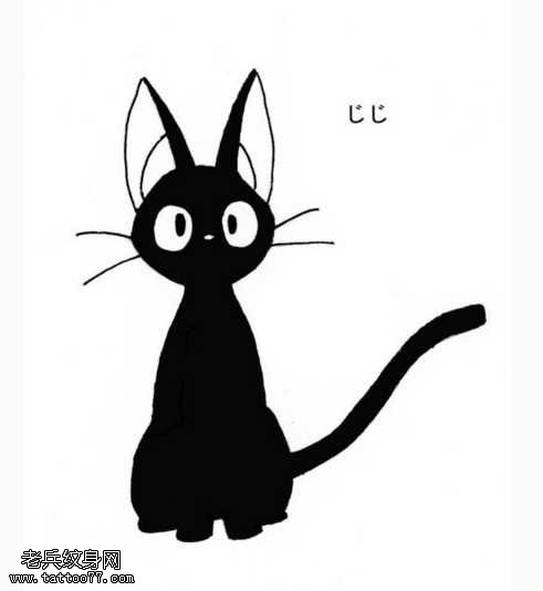 手稿黑猫纹身图案