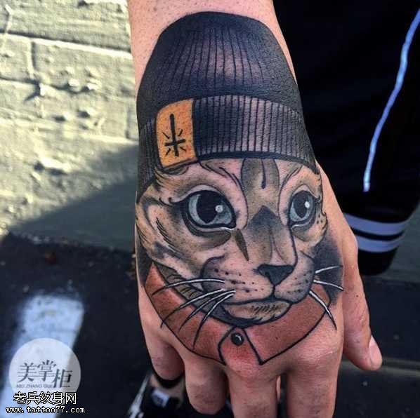 手部猫纹身图案