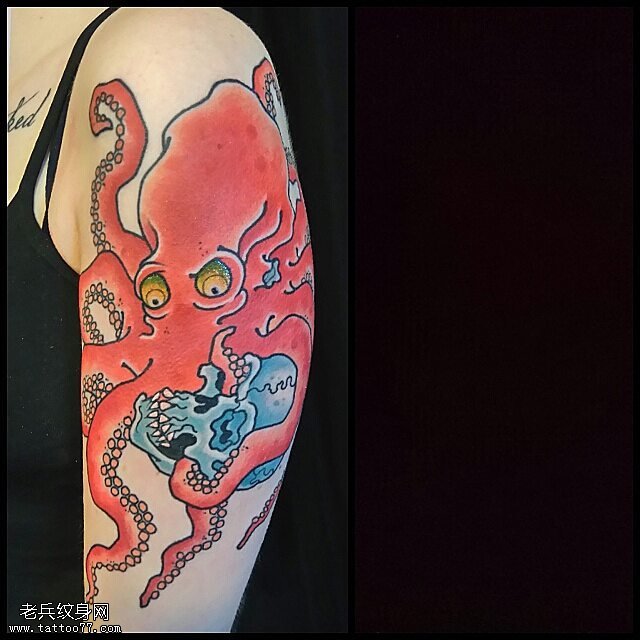 大臂章鱼纹身图案