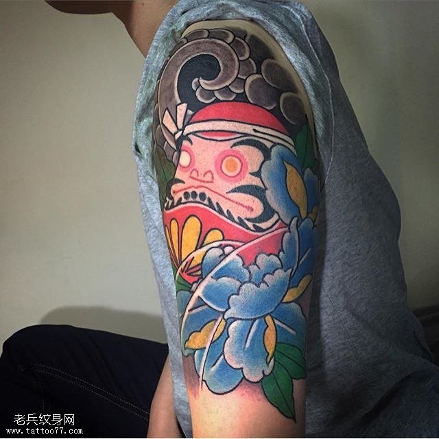 大臂达摩纹身图案