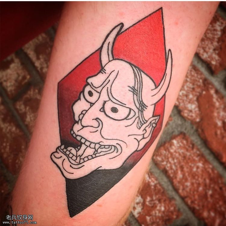 小腿镂空几何般若日式tattoo