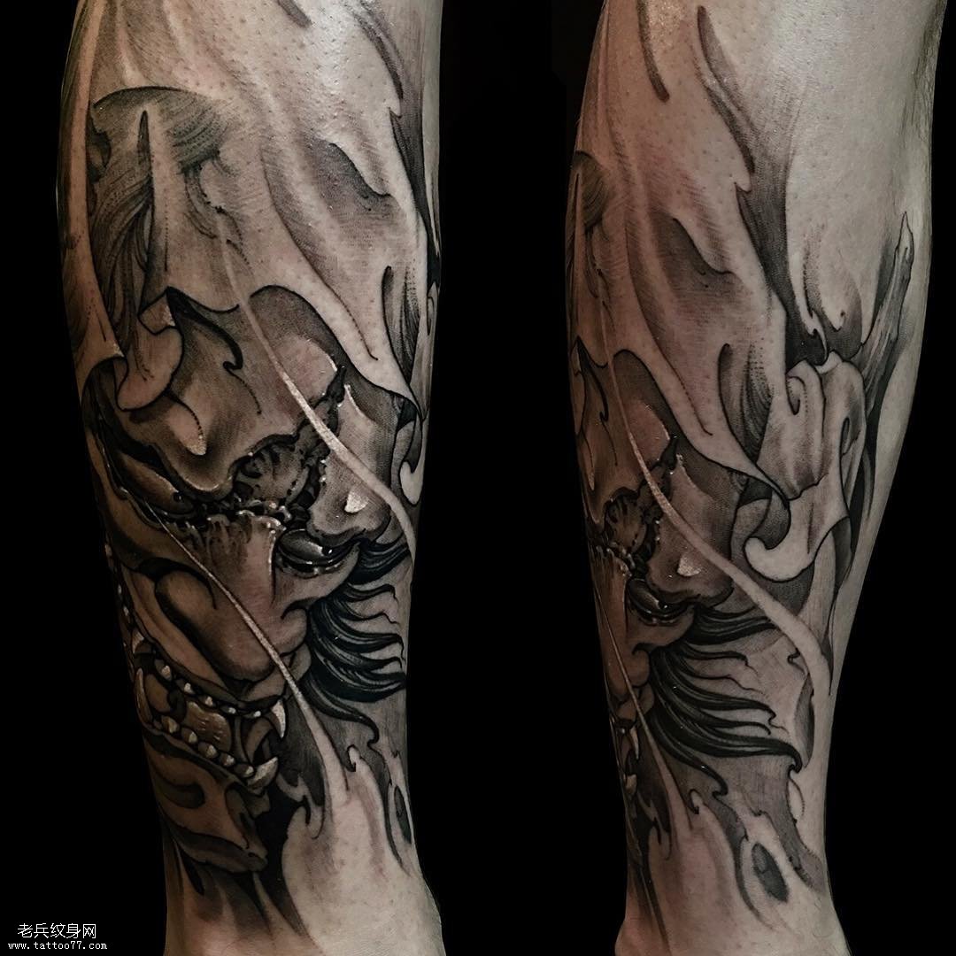 小腿新传统般若tattoo图案