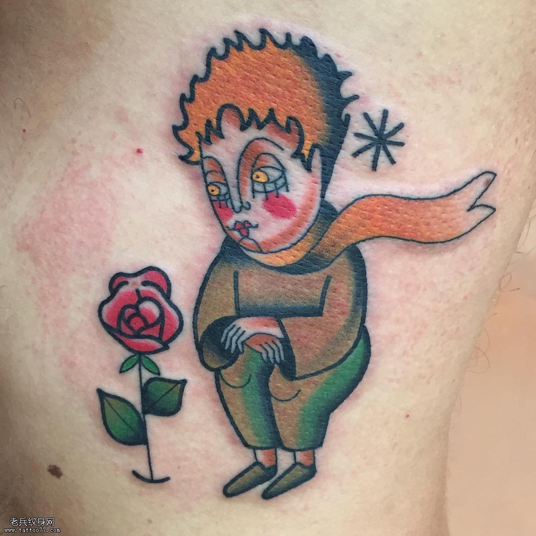 大腿欧美卡通风格人物tattoo图案