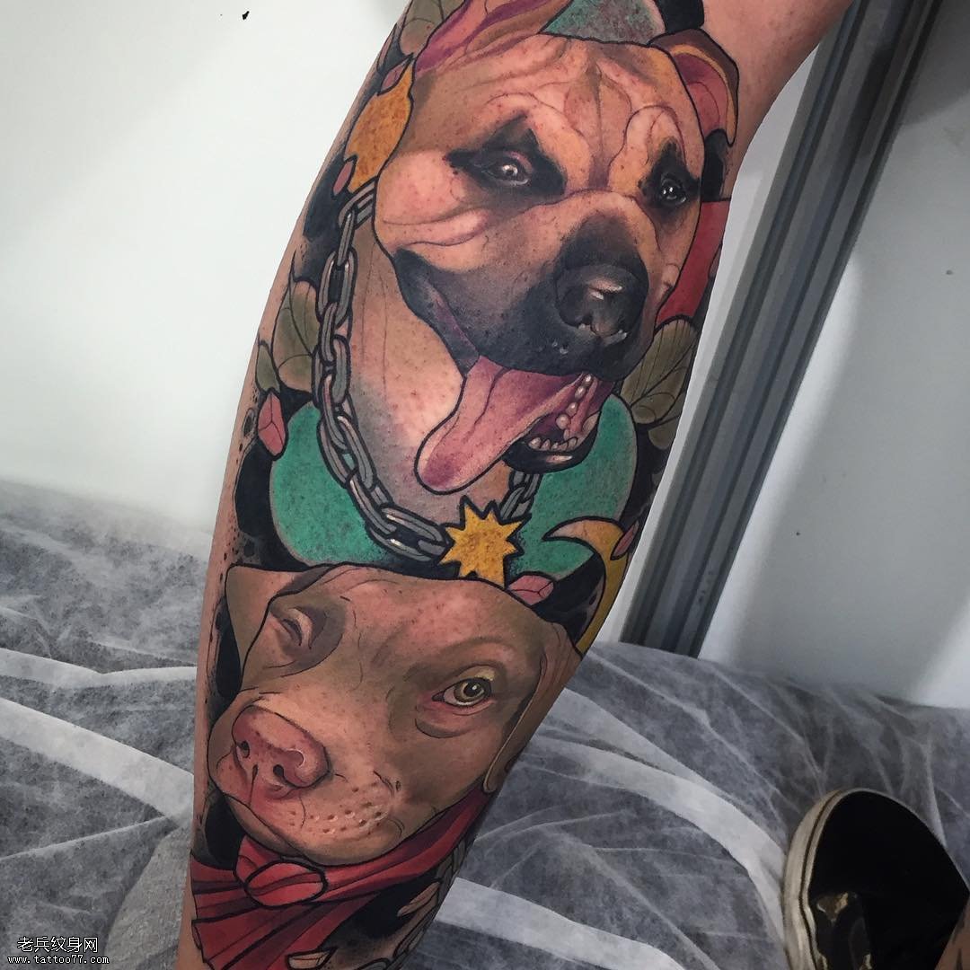 欧美狗彩色tattoo纹身图案