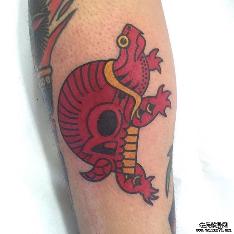 小腿乌龟纹身