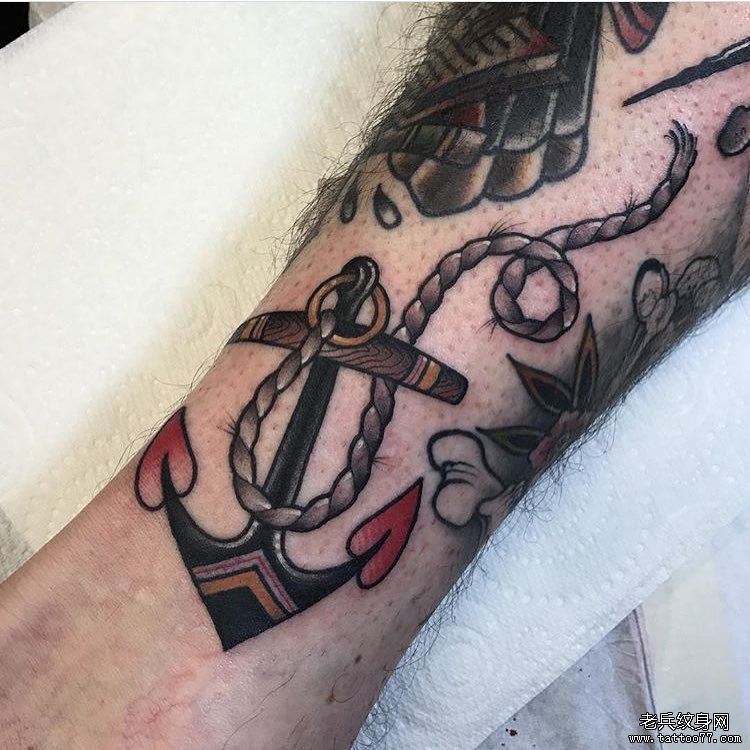 脚踝old school 船锚tattoo