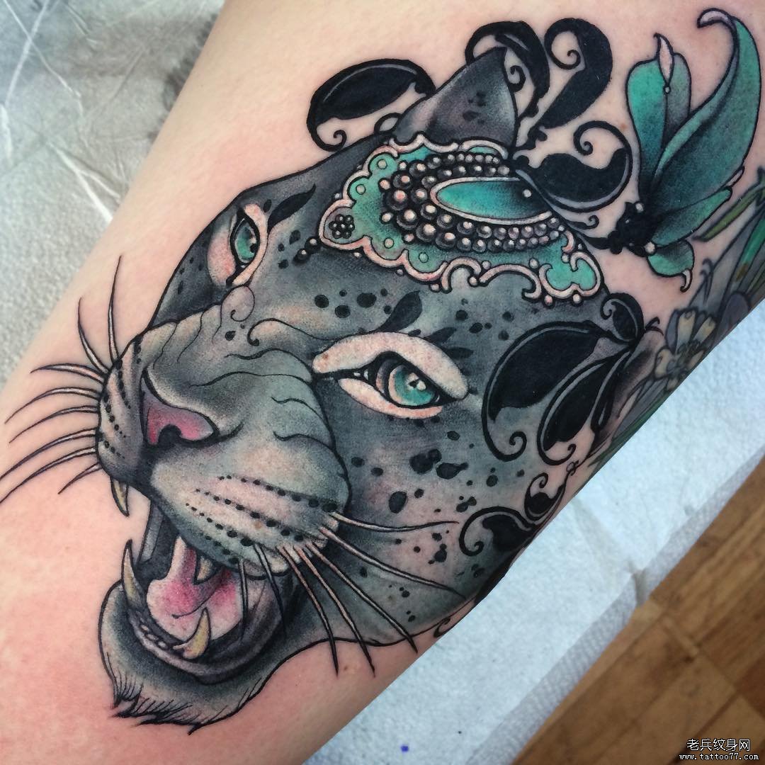 小腿school豹子tattoo