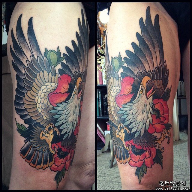 大腿school老鹰tattoo