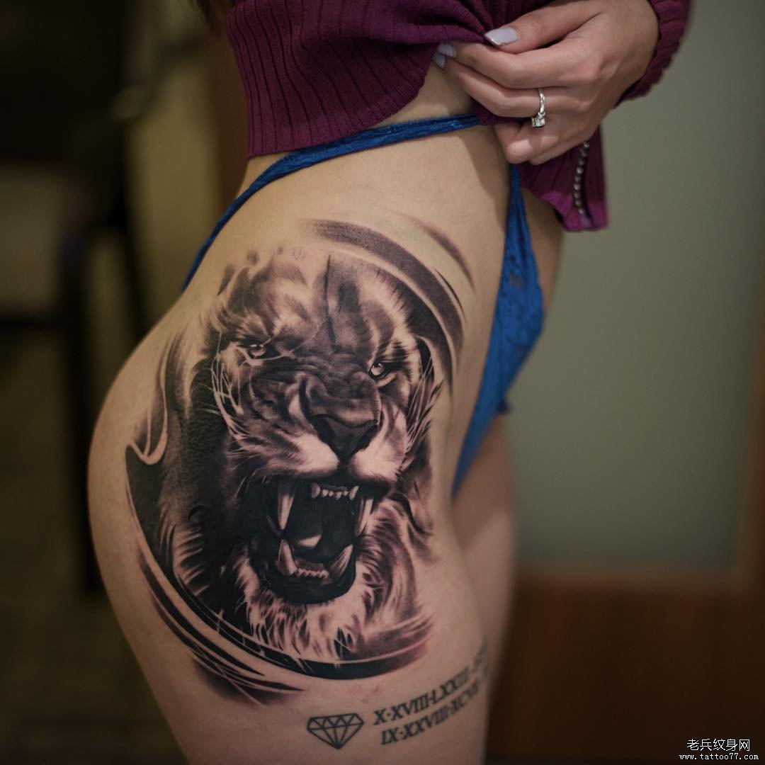 臀部欧美老虎tattoo