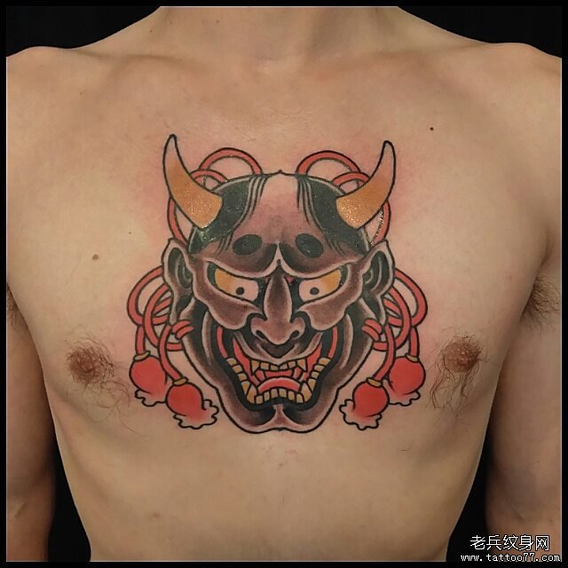 胸口传统般若纹身tattoo