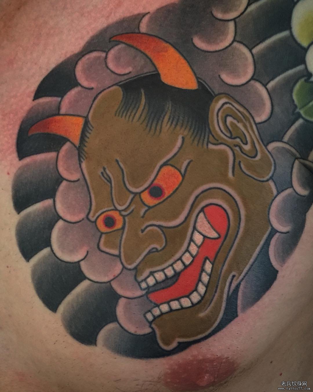 胸口日式老传统般若tattoo