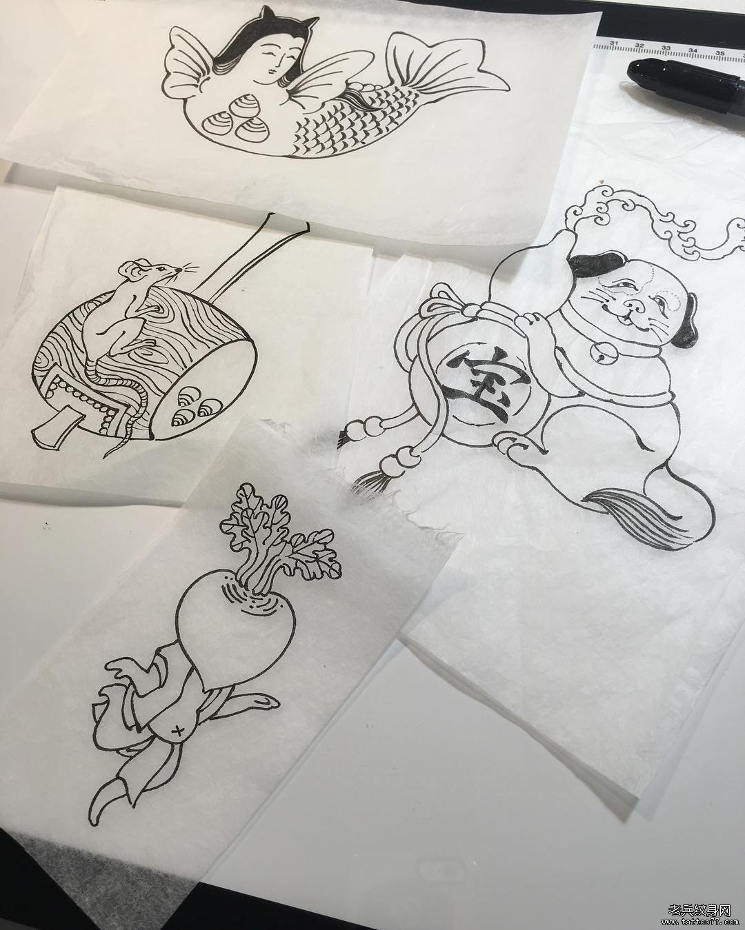 日式纹身图案手稿