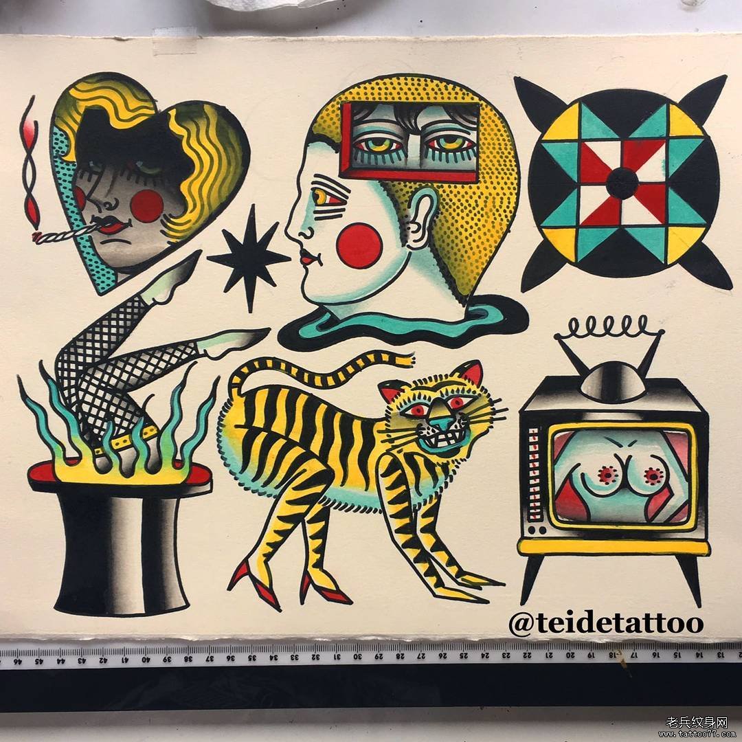 old school纹身图案手稿