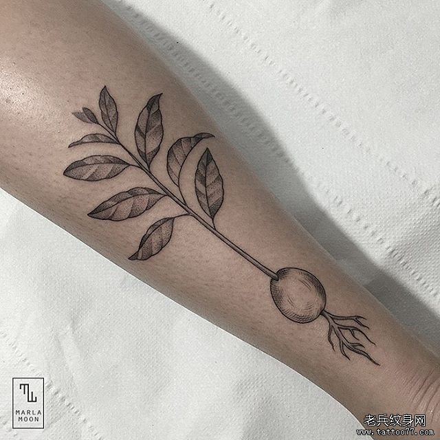 小腿萝卜纹身tattoo图案