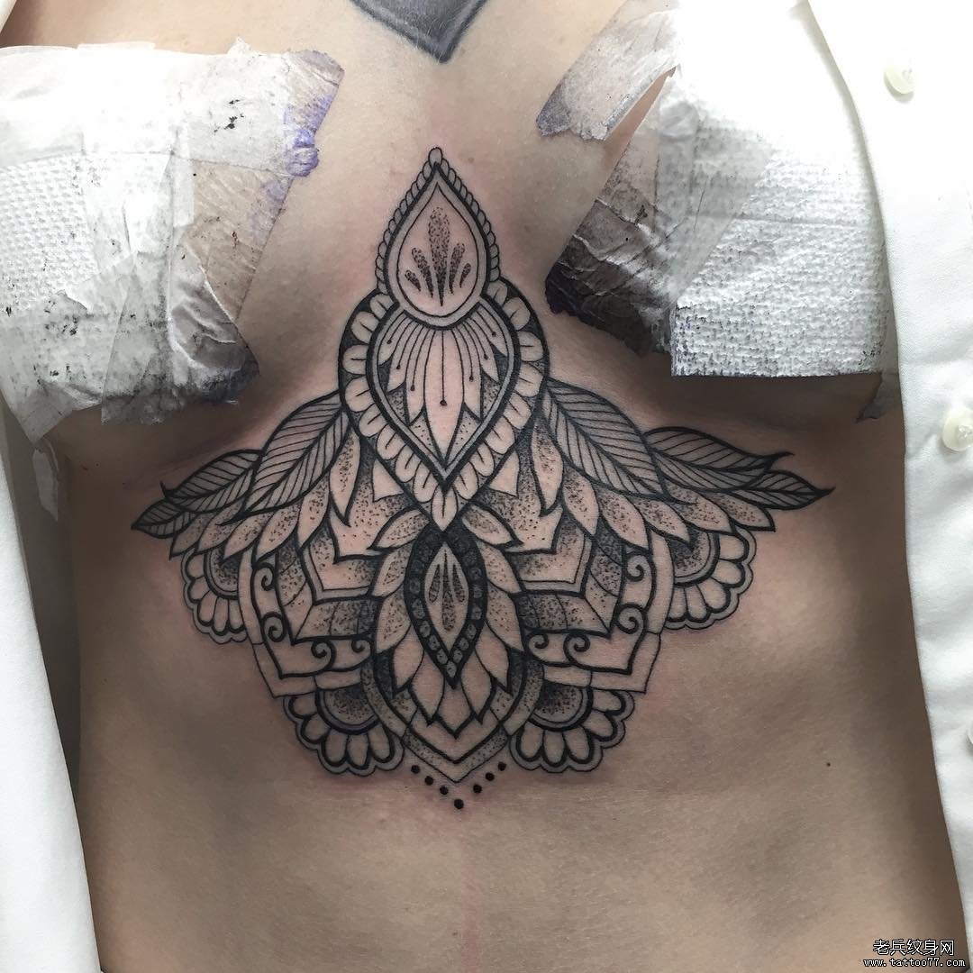 胸下梵花性感tattoo纹身图案