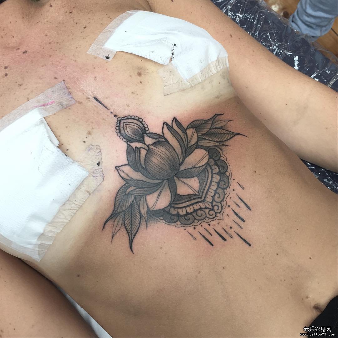 胸下梵花黑灰纹身tattoo图案Ⅱ