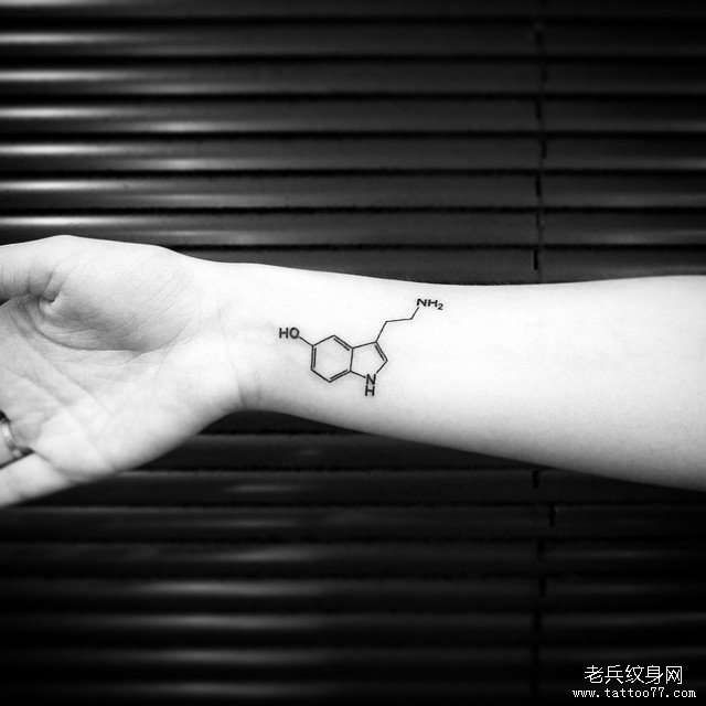 手腕几何线条字母纹身图案