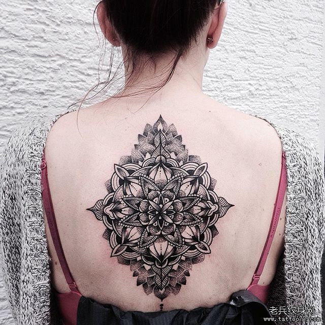 背部性感欧美梵花纹身tattoo图案