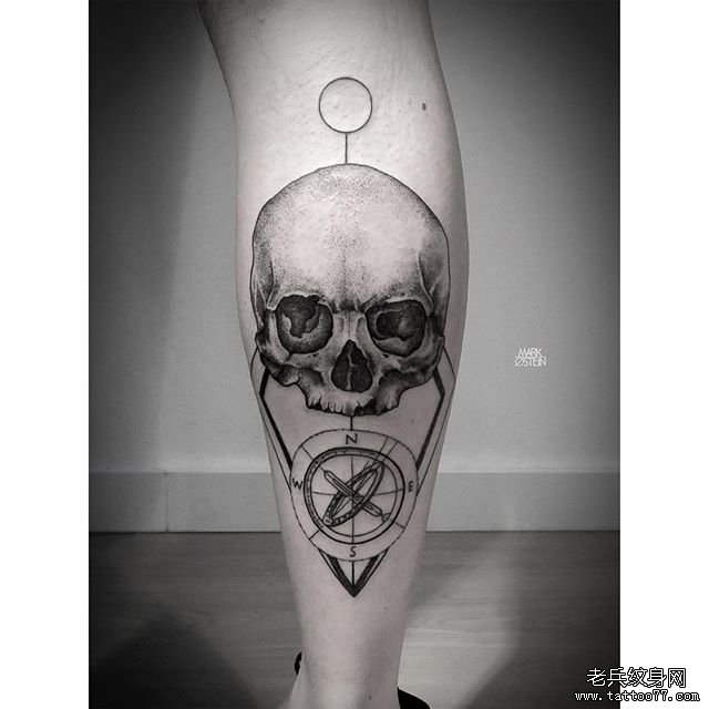 小腿骷髅tattoo纹身图案