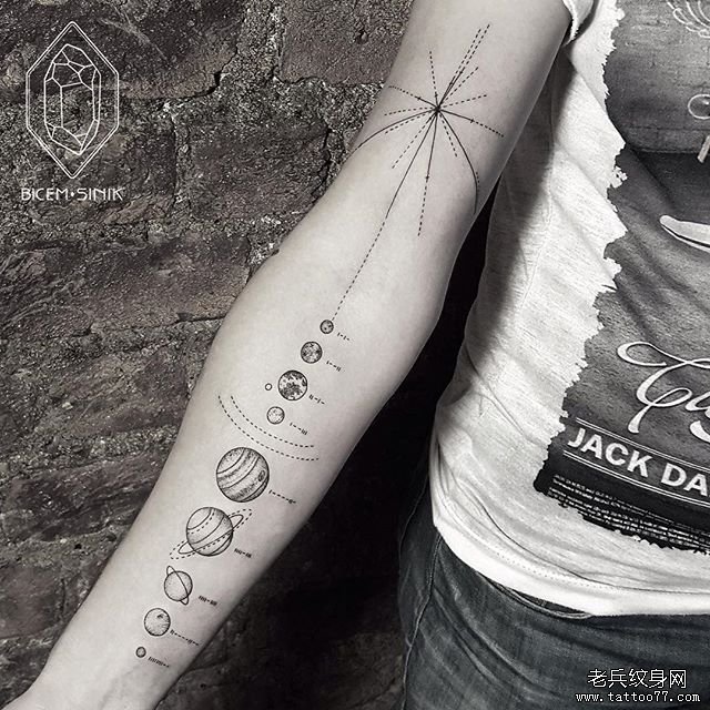 小臂星球点刺纹身tattoo图案