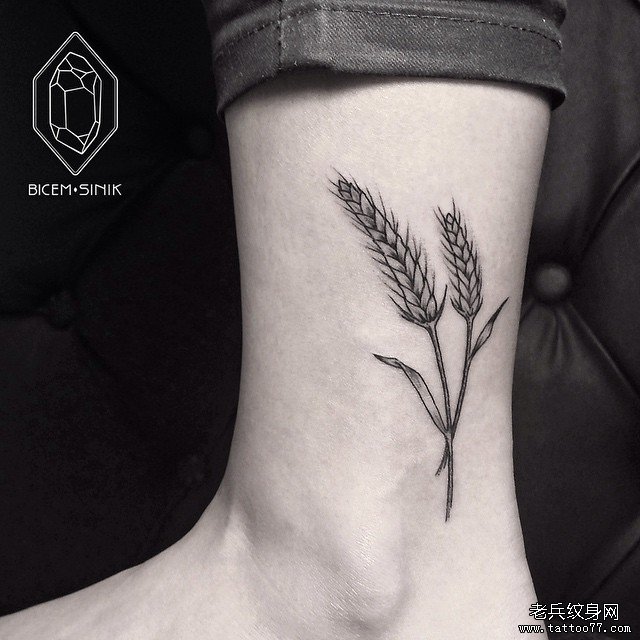 脚踝稻穗点刺tattoo纹身图案