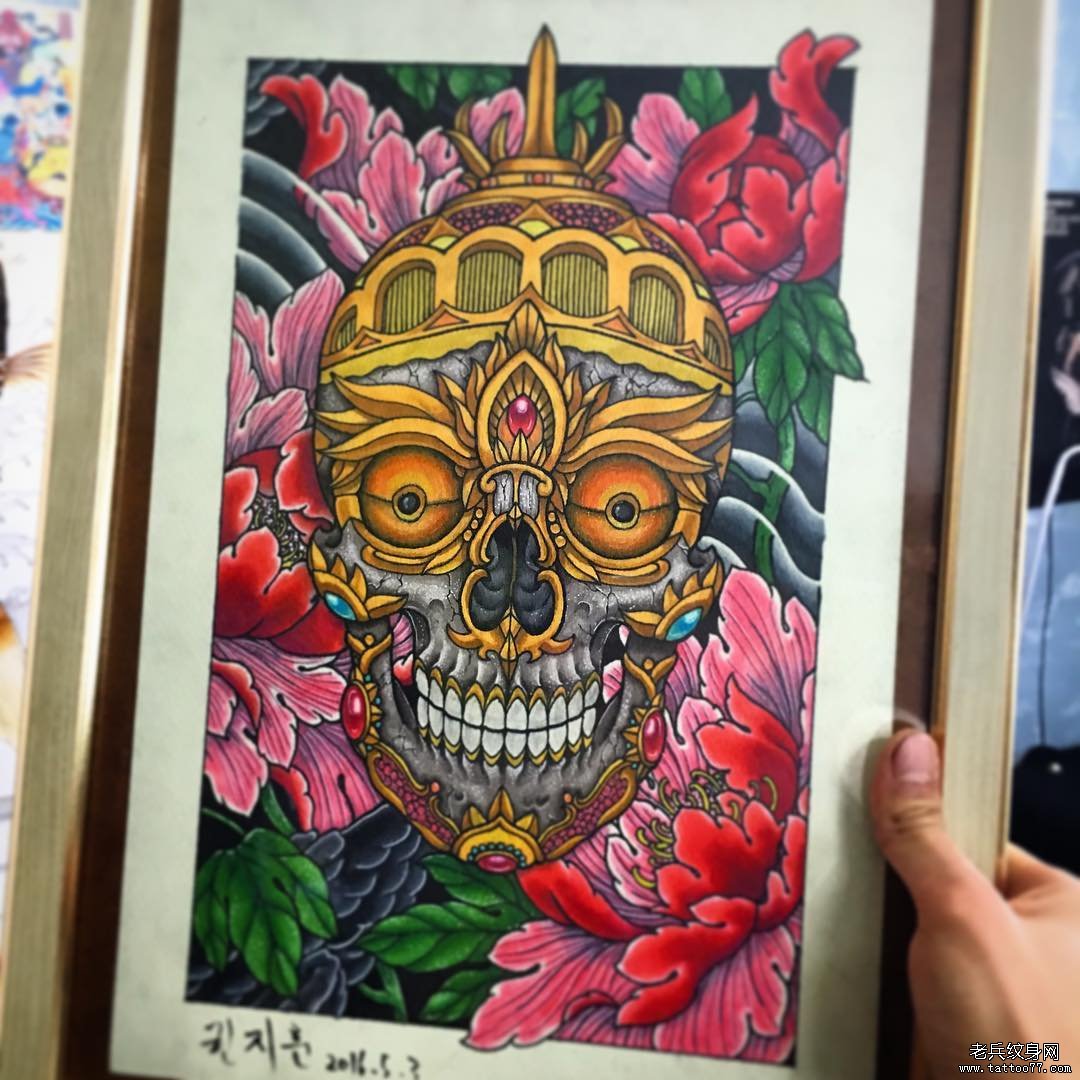传统嘎巴拉纹身图案手稿