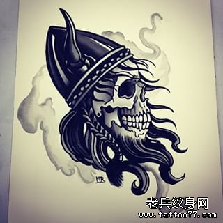 欧美school骷髅黑灰纹身图案手稿