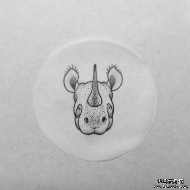 小清新河马点刺纹身图案手稿