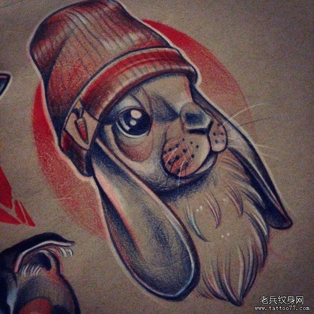 欧美兔子纹身图案手稿
