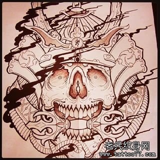 传统武士纹身图案线稿