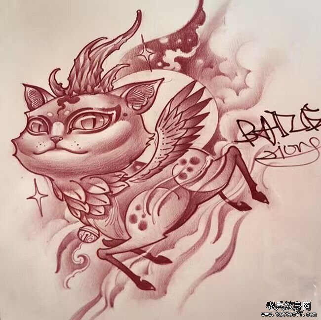 欧美鹿纹身图案手稿