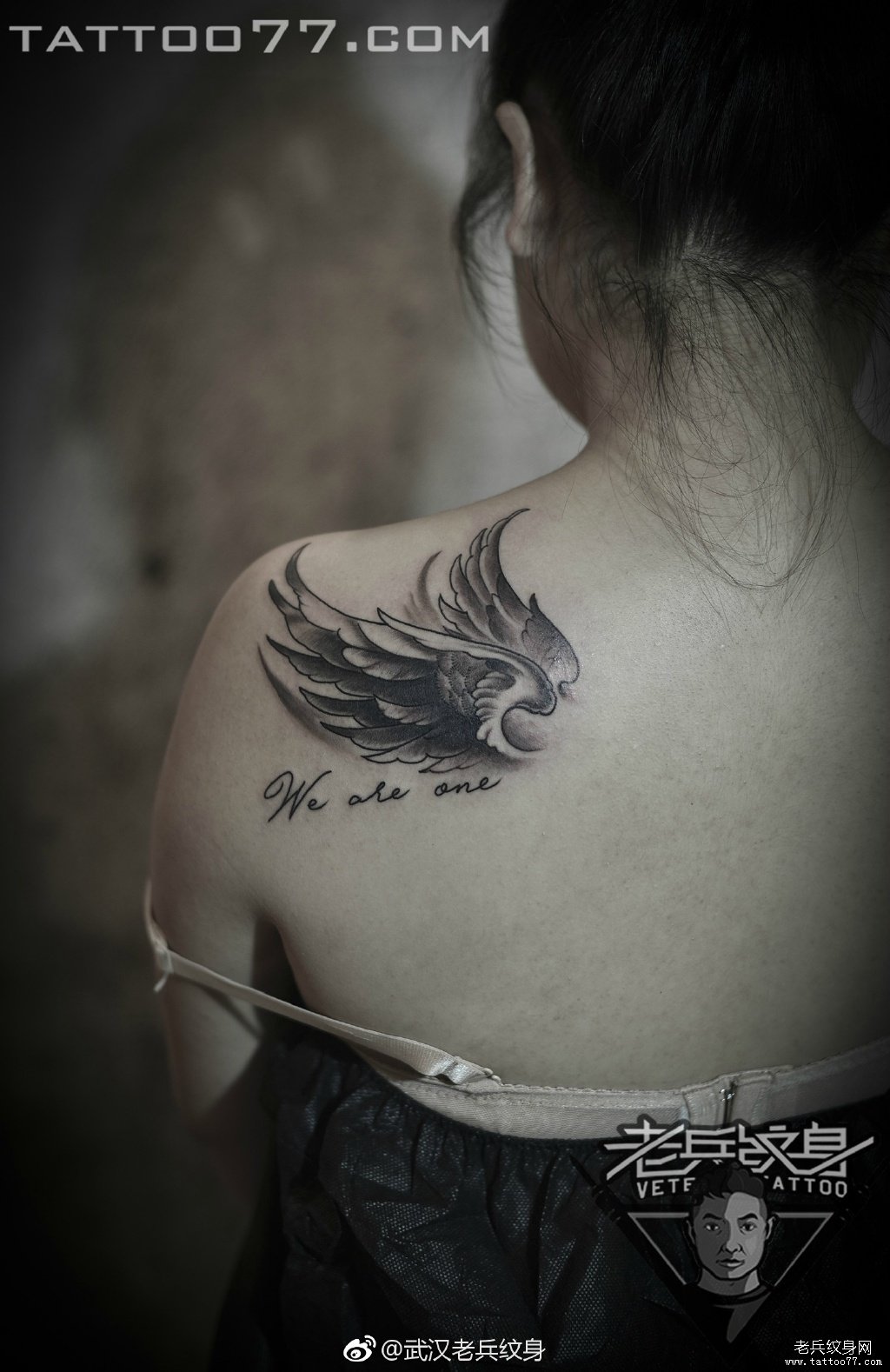 肩胛翅膀纹身图案作品武汉纹身