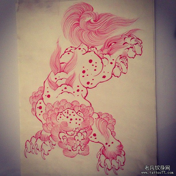 食梦貘传统纹身图案线稿