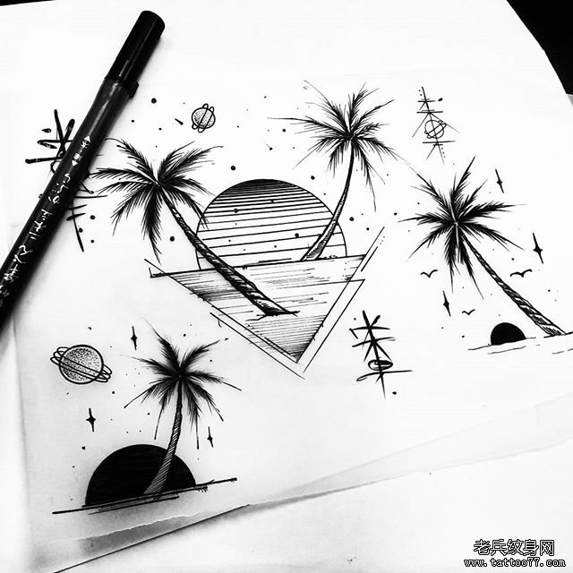 小清新风景纹身图片