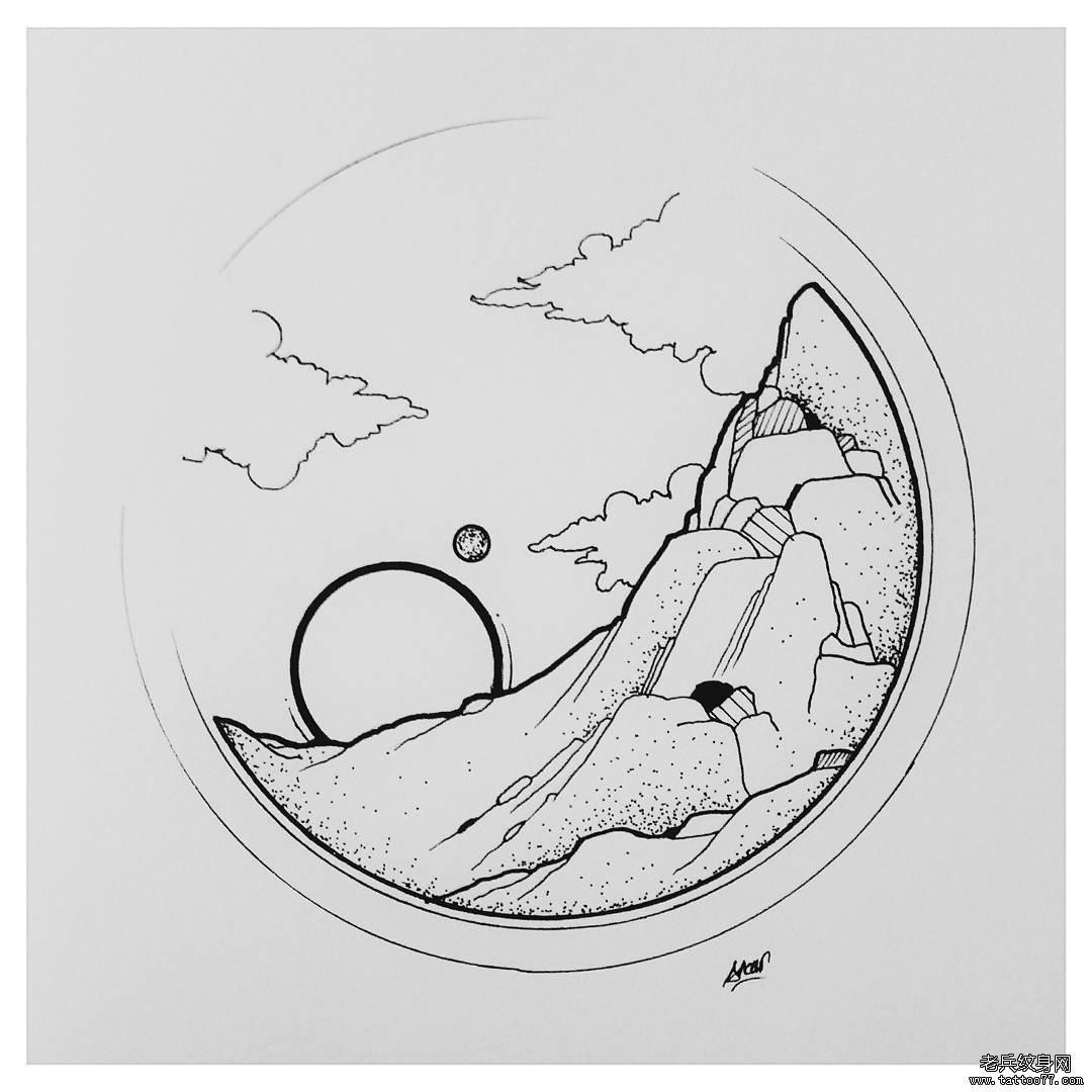 小清新几何风景纹身图片