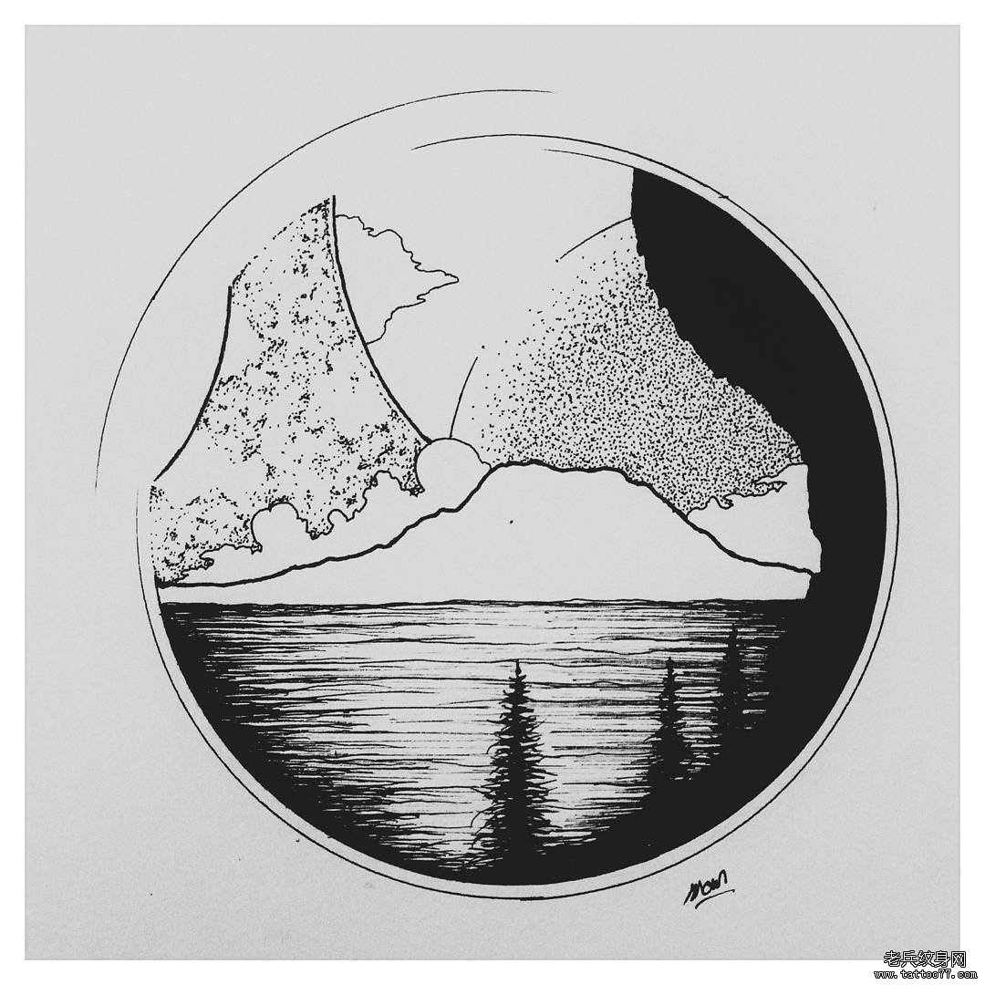 小清新风景几何 纹身图片